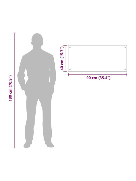 Vidaxl Kitchen Back Panel Transparent 90 x 40 x 0.8 cm Tempered Glass