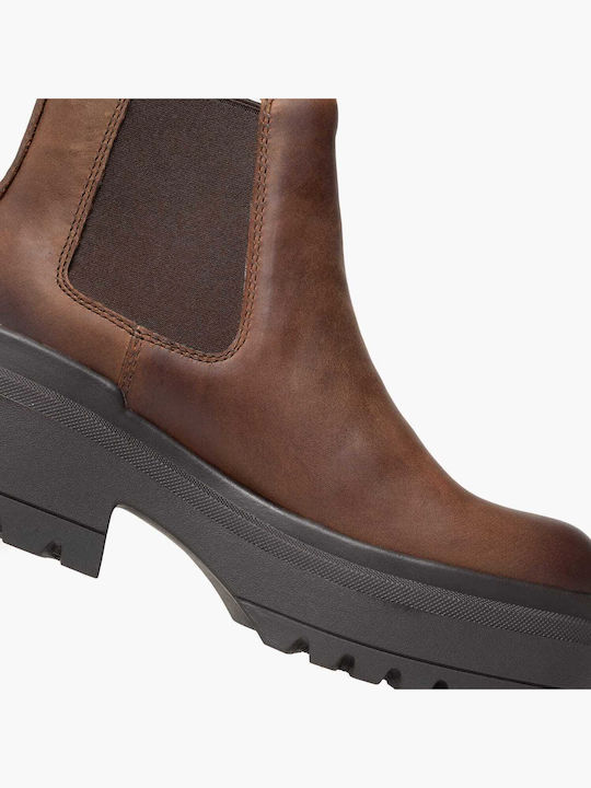 Booties Δερμάτινα Γυναικεία Αρβυλάκια Καφέ