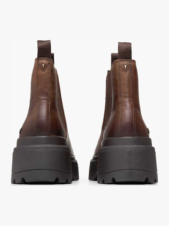 Booties Δερμάτινα Γυναικεία Αρβυλάκια Καφέ