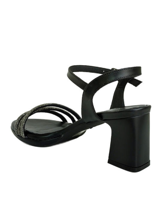Ragazza Sandals with Straps and Rhinestones Black