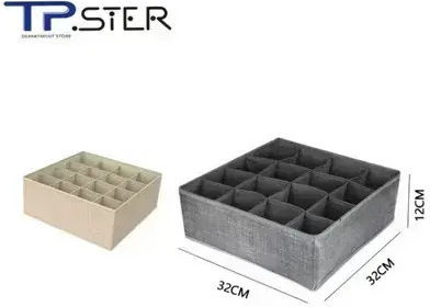 Tpster Fabric Drawer Organizer for Clothes / Belts / Socks / Underwear / Ties in Beige Color 32x32x12cm 1pcs