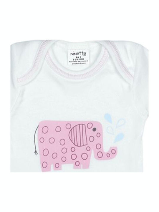 Ninetta Baby-Strampler Weiß Rosa Ninetta Baby-Strampler Weiß Rosa