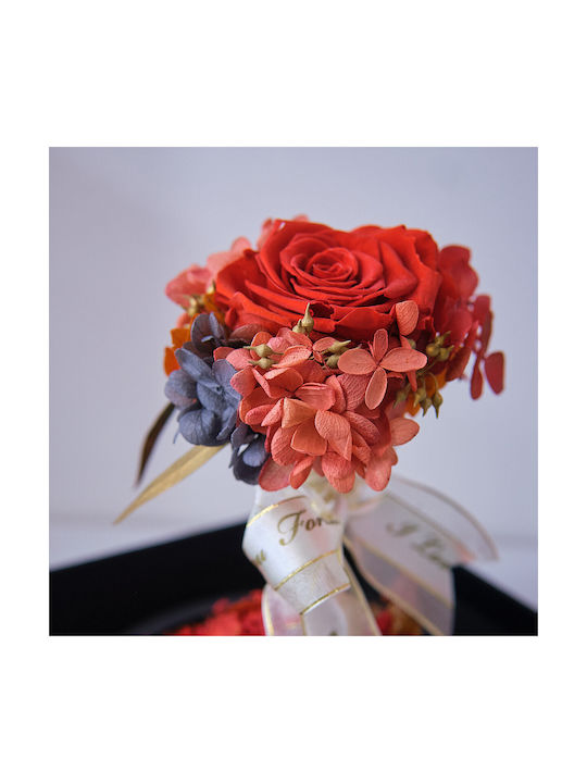 Crazy Love Arrangement Cryogenated Flowers Rose In Glass Dome Gift Box Red