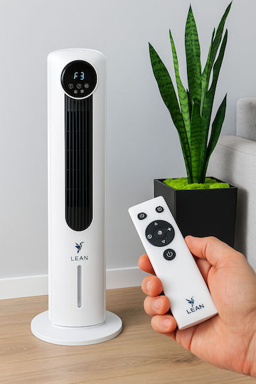 Lean Toys Tower Fan 60W with Remote Control Beige