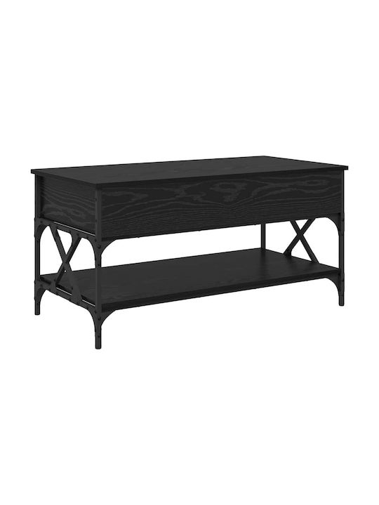 Rectangular Central Wooden Coffee Table with Lifting Mechanism Black M100xW50xH50cm