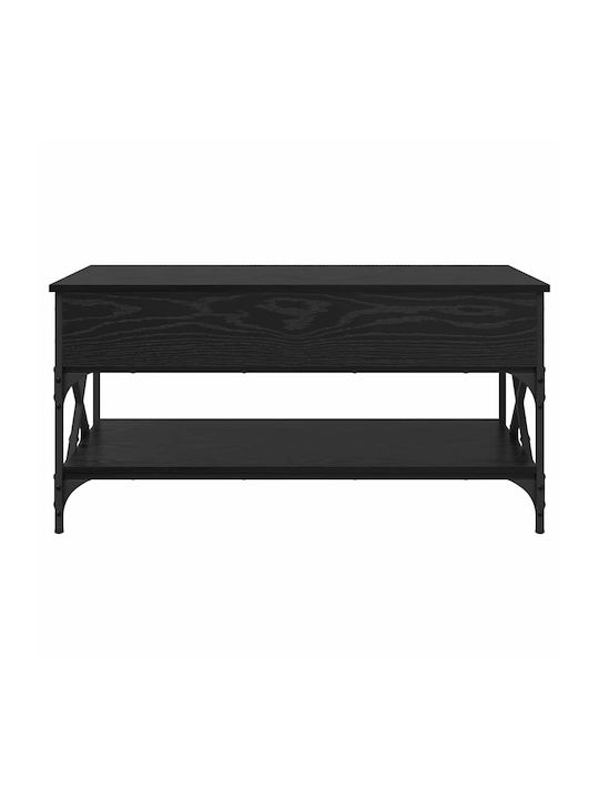 Rectangular Central Wooden Coffee Table with Lifting Mechanism Black M100xW50xH50cm