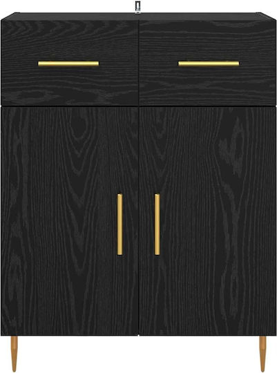 Sideboard made of Wood & Metal with Drawers Black Beech 69.5x34x90cm