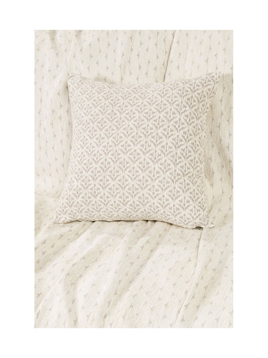 Nima Decorative Pillow Case Roselle From 100% Cotton Ivory 45x45cm