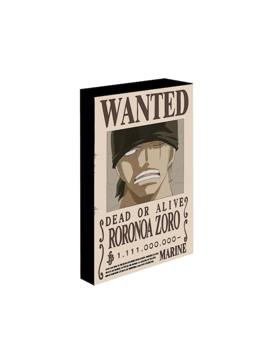 One Piece Zoro Wanted Light Canvas 40x30 Cm