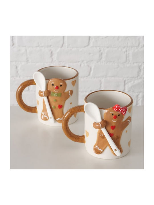 Gingerboy Χριστουγεννιάτικη Κούπα Κουταλάκι 520 Ml Λευκή