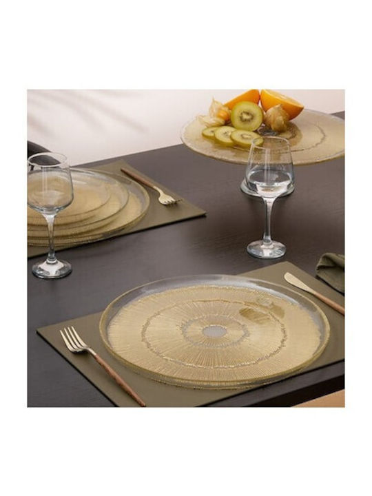 Atmosphera Celeste Shallow Glass Gold Plate With Diameter 33cm