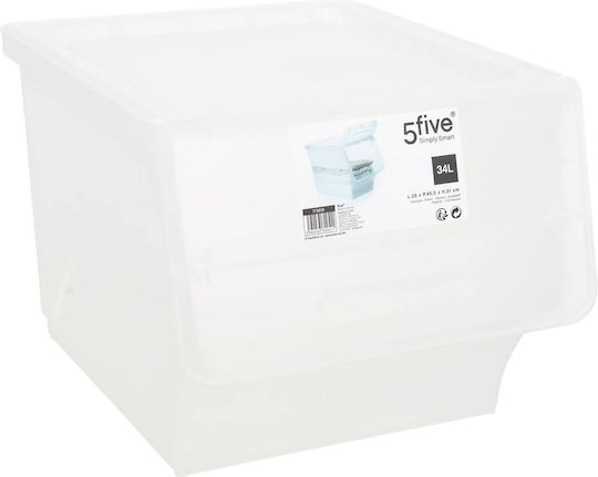 5Five Decorative Basket Plastic with Handles White 38x45.5x31cm