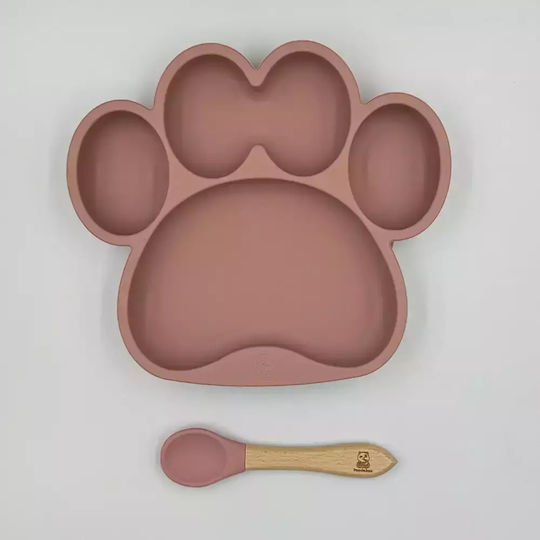 Pandaboo Kinder-Essgeschirr-Set aus Silikon Rosa