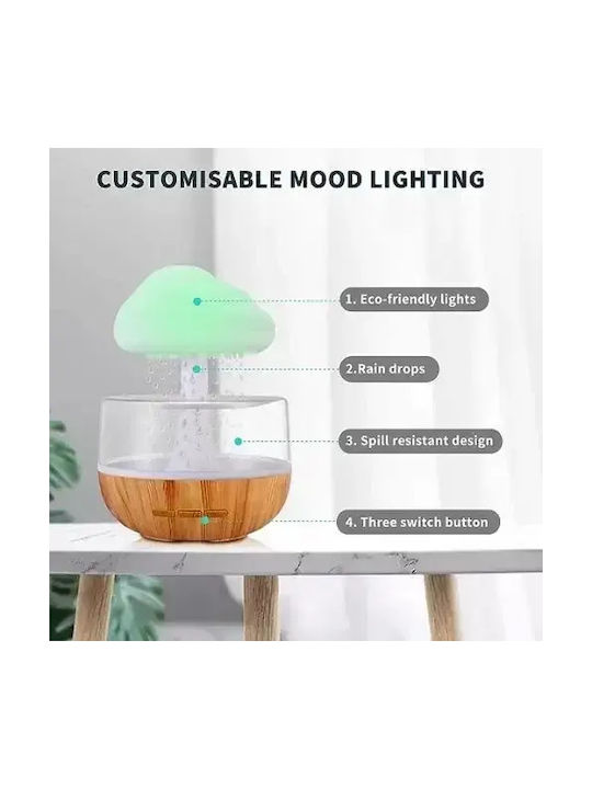 Factory Led Συσκευή Αρωματοθεραπείας Cloud Rain με Χρονοδιακόπτη Καφέ 300ml TS04093