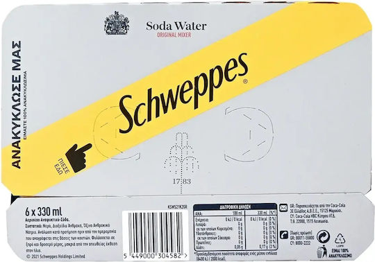 Schweppes Soda mit Kohlensäure in Kiste 6x330ml