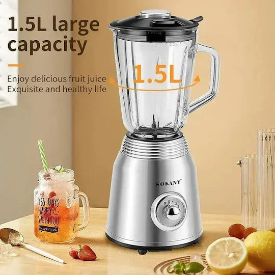 Sokany Блендер с Пластмасова Каната 1,5 л 800W Inox SK-186