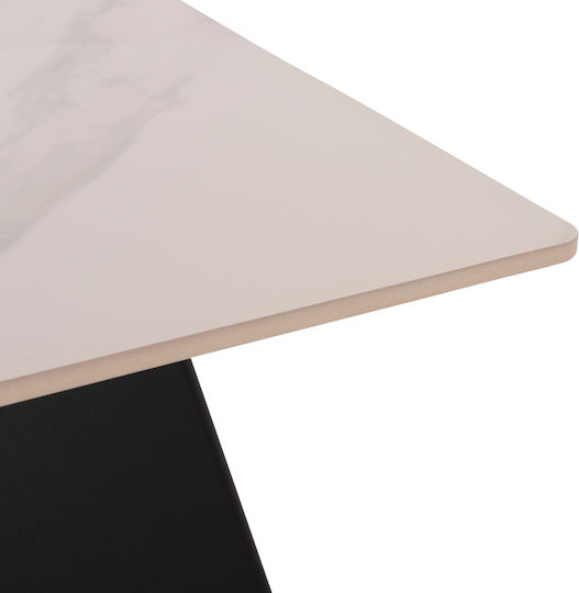Square Central Coffee Table Sintered Glass Black 2 Pieces W70xL70xH42cm