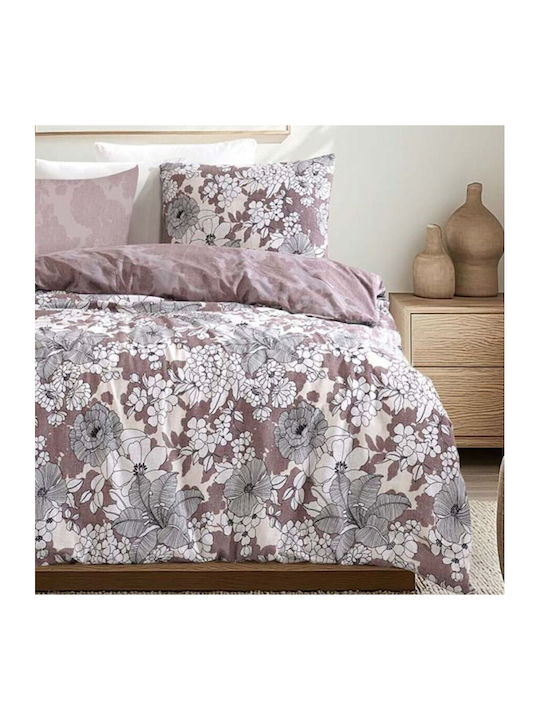 Majoli Bahar Set Husă de Pilotă Bumbac Dublă cu 2 Fețe de Pernă & 1 Cearsaf 200x220 Mirandus Floral