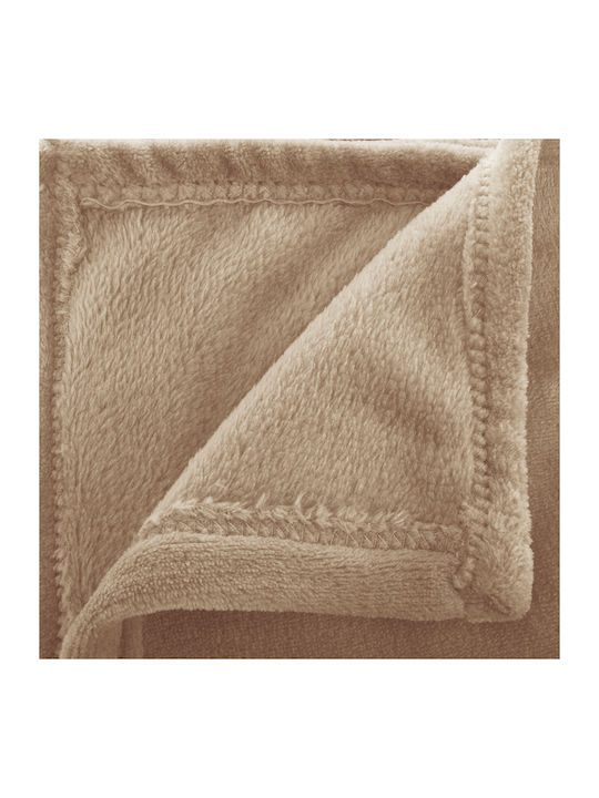 Atmosphera Soft Velvet Blanket Semi-Double 180x230cm Beige