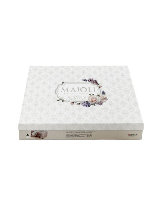 Majoli Bahar Set Husă de Pilotă Bumbac Dublă cu 2 Fețe de Pernă & 1 Cearsaf 200x220 Mirandus Floral