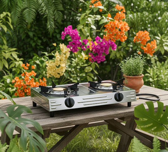 Sokany Liquid Gas Countertop Double Burner Inox