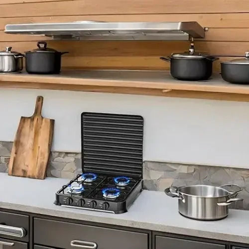 Hoomei Countertop Burner Flüssiggas with 4 Burners Schwarz