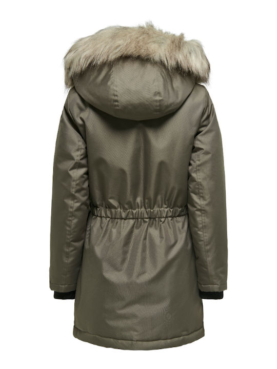 Iris Women's Parka Jacket for Winter with Hood Green