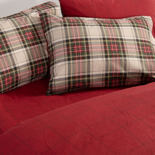 Nef-Nef Homeware Комплект Плик за Завивка Памучен Кинг Сайз с 2 Калъфки 240x230 Noel Red/grey
