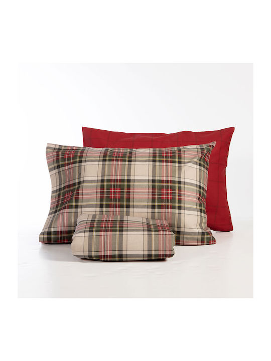 Nef-Nef Homeware Duvet Cover Set Cotton Single with Pillowcase 160x230 Noel Red/grey
