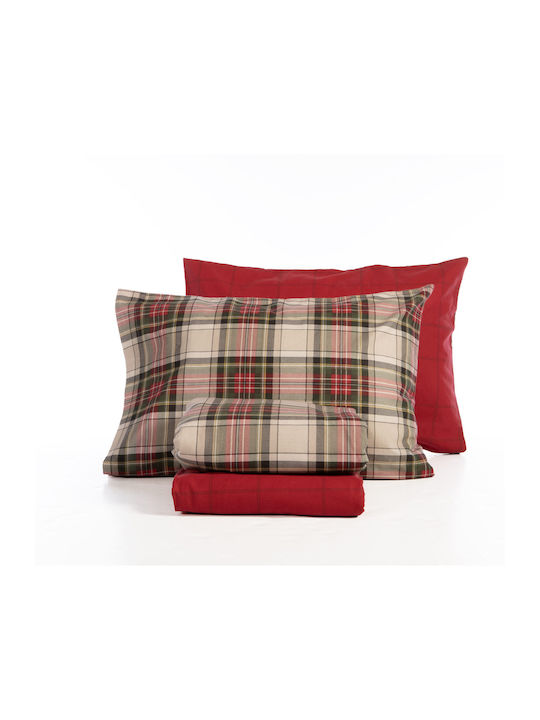 Nef-Nef Homeware Duvet Cover Set Cotton Queen with 2 Pillowcases 240x230 Noel Red/grey