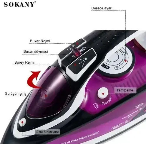 Sokany Σίδερο Ατμού 2400W με Κεραμική Πλάκα