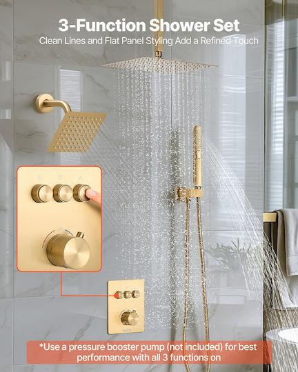 Vevor Built-in Mixer & Shower Head Set for Shower Gold 197988711087