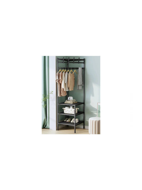 Eingangsmöbel mit Garderobe & Schuhschrank Black Velvet-Black Metal 185x40x40cm