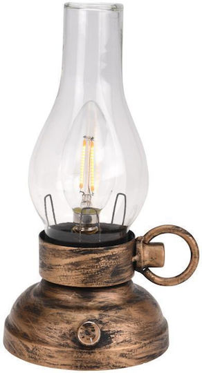 Φανάρι Μεταλλικό Led Dimmer Χρυσό Αντικέ 10,5×13,5×20,5εκ