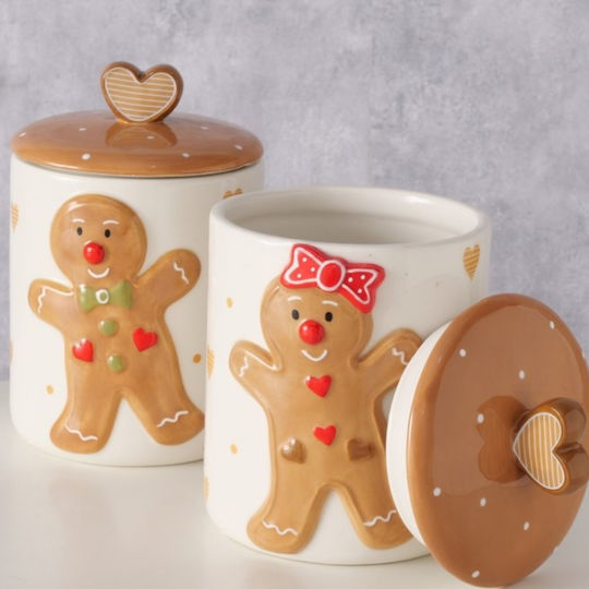 Χριστουγεννιάτικo δοχείο με καπάκι gingerbread 2000 ml λευκό (1 τμχ.) της BOLZE