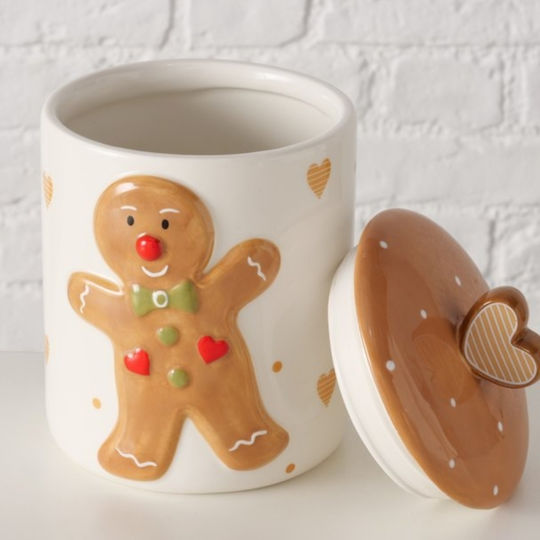Χριστουγεννιάτικo δοχείο με καπάκι gingerbread 2000 ml λευκό (1 τμχ.) της BOLZE