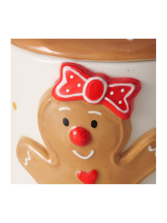 Χριστουγεννιάτικo δοχείο με καπάκι gingerbread 2000 ml λευκό (1 τμχ.) της BOLZE