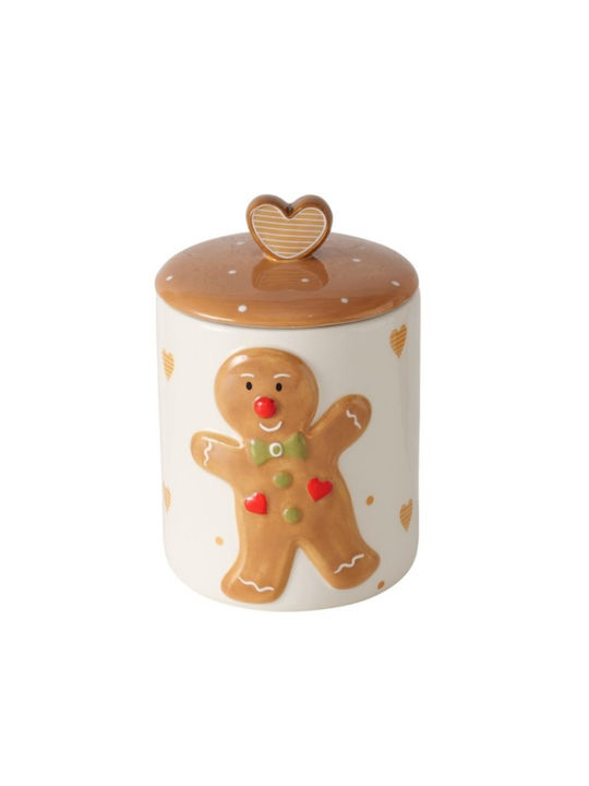 Χριστουγεννιάτικo δοχείο με καπάκι gingerbread 2000 ml λευκό (1 τμχ.) της BOLZE