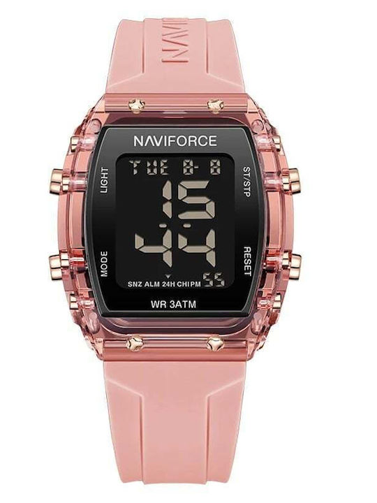 Naviforce Digital Ceas de Damă cu Roz Curea din Cauciuc