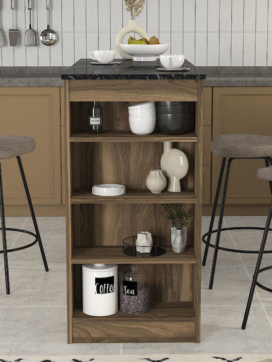 Monaco Table Bar with Marble Surface Walnut - Black Marble Effect 120x51.6x101.8cm