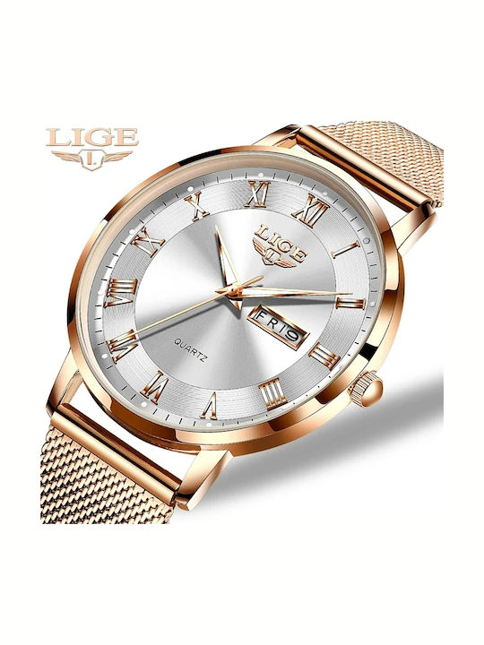 Lige Ceas Dama 20mm Cu Baterie Cu Brățară Din Oțel Inoxidabil Rose Gold