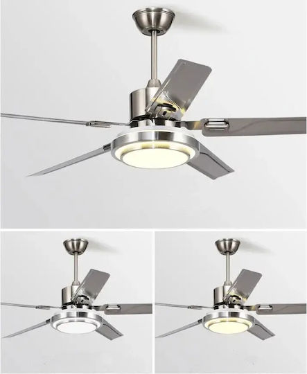 Ανεμιστήρας Οροφής 132cm με Φως Ασημί