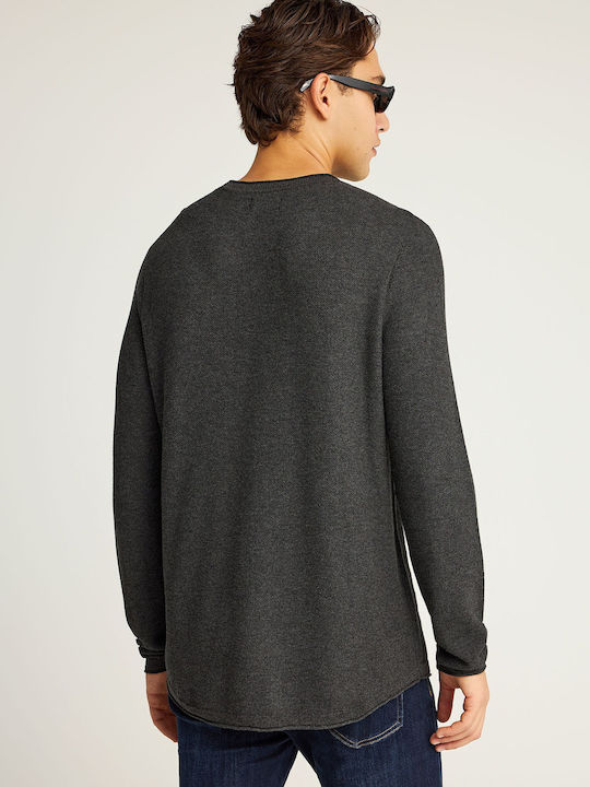 Herrenblusen Langarm Pullover Grau