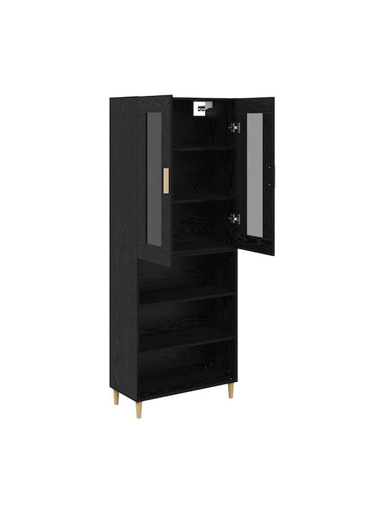 Висулка Витрина за хол от ПДЧ със Стъкло Black Beech 70x34x90см