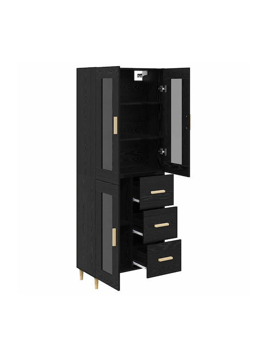 Висулка Витрина за хол от ПДЧ със Стъкло Black Beech 70x34x90см