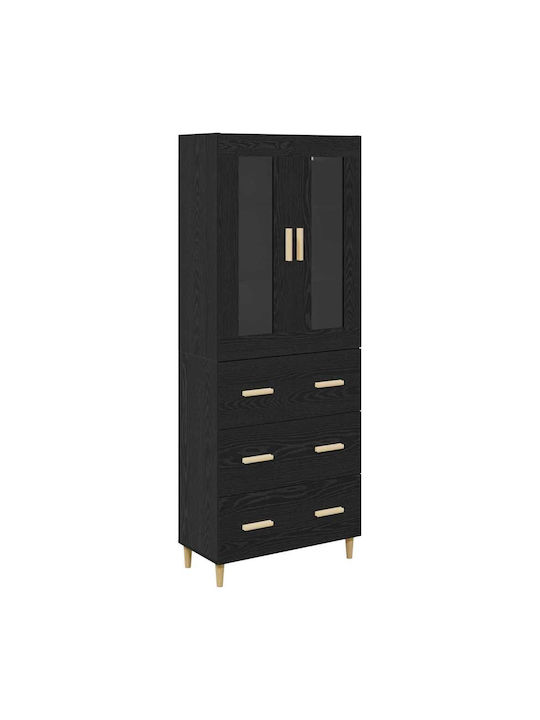 Висулка Витрина за хол от ПДЧ със Стъкло Black Beech 70x34x90см