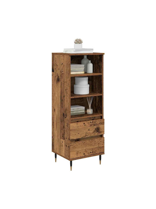 vidaXL Wohnzimmer Vitrine aus Holz & Metall mit Verglasung Alter Holz 40x36x110cm