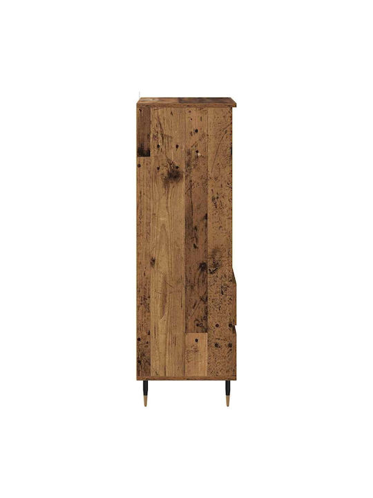 vidaXL Wohnzimmer Vitrine aus Holz & Metall mit Verglasung Alter Holz 40x36x110cm