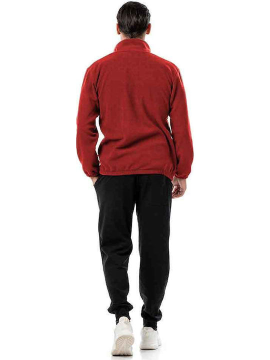 Men's Fleece Cardigan Red
