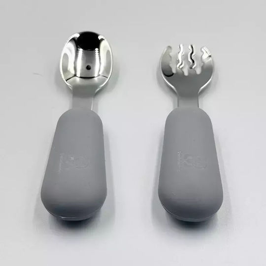 Pandaboo Baby Set with Fork made of Silicone Pink 2pcs